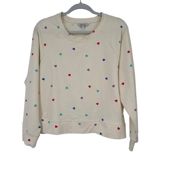 Wildfox Oatmeal Hearts Sweatshirt size large new $160 - Picture 1 of 6